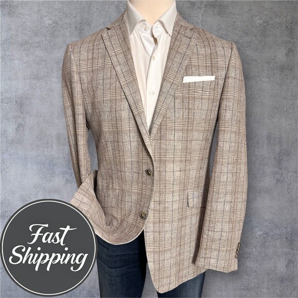 Joseph Abboud Mens Blazer 42L Linen/Cotton Sport Coat Two Button Jacket Slim fit - Picture 1 of 14